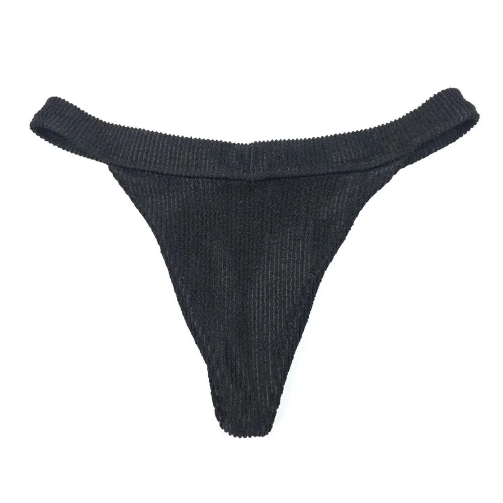 NEW Frankies Bikinis Ribbed Knit Bikini Bottom 90s Y2k Minimal Clean Girl Resort